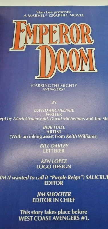 Emperor Doom Marvel Graphic Novel (1989)   Avengers Comic Book