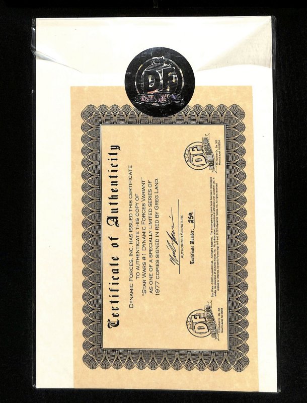 Star Wars (2015) #1 Signed by Greg Land w/ COA Dynamic Forces 1997 Greg Land