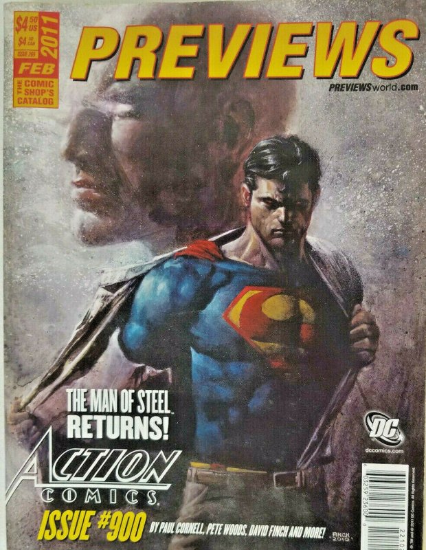 Previews Magazine Catalog Feb 2011 - Superman Action Comics Man of Steel Returns