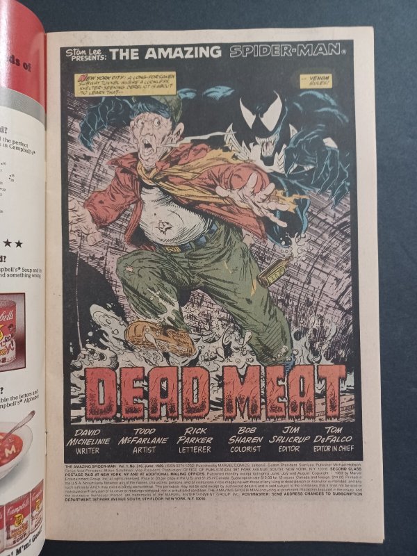 Amazing Spider-Man #316 newsstand - 1st full cover Venom -McFarlane -1989- FN/VF