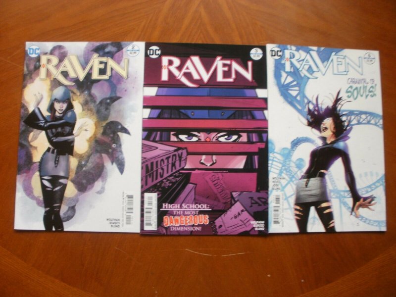 3 Near-Mint DC Comic RAVEN #2 #3 #6 (2016) Wolfman Borges Blond (White Carnival)