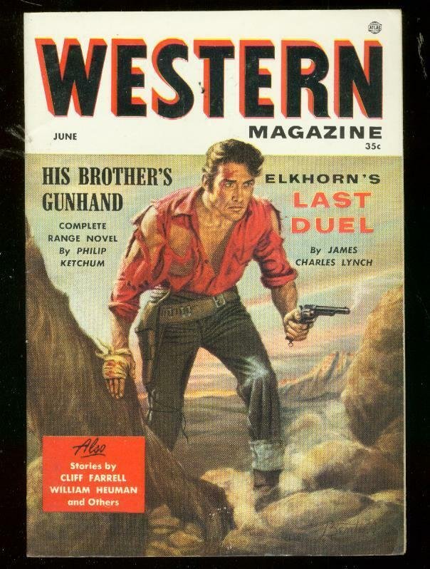 WESTERN MAGAZINE #1 1955-WILD COVER-ATLAS PULP FICTION VF