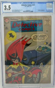 Detective Comics #233 ~ 1956 DC ~ CGC 3.5 VG-~ Origin 1st Appearance of Batwoman