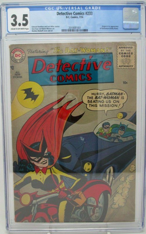 Detective Comics #233 ~ 1956 DC ~ CGC 3.5 VG-~ Origin 1st Appearance of Batwoman