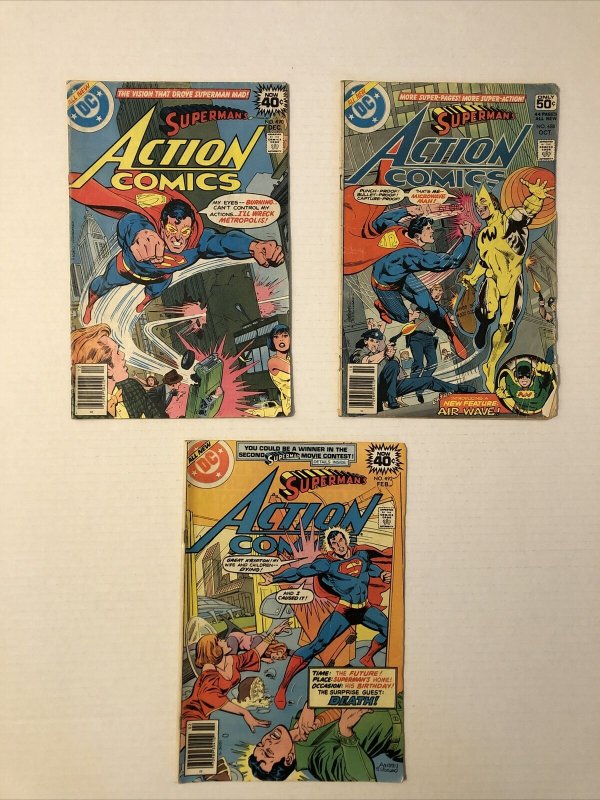 Action comics  #483,485,486,488,490,492,493,494,495,496, 497,&498 Lot Of 12