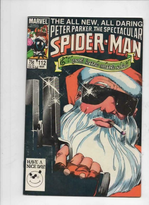 Peter Parker SPECTACULAR SPIDER-MAN #112 VF+, Santa 1976 1986 more in store 