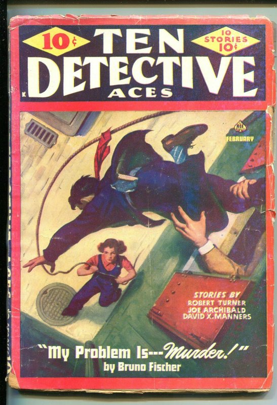 TEN DETECTIVE ACES 02/1944-PULP-CRIME-POWELL-GEORGE J ROZEN-TURNER-vg