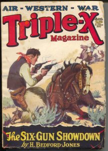 Triple-X 8/1928-Fawcett-FR Glass gunfight cover-H Bedford-Jones-VG-