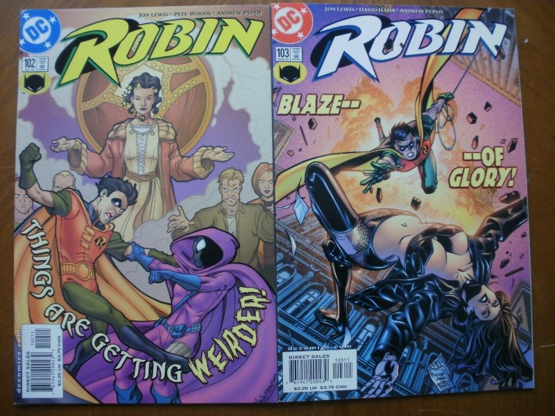 2 Near-Mint DC ROBIN Comic #102 103 (2002) Blaze of Glory Boy Wonder Gotham