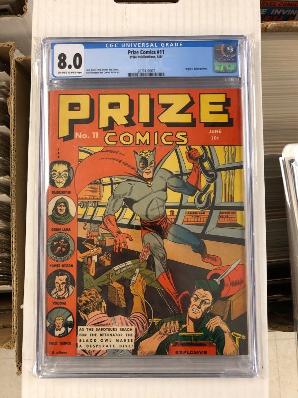 Prize Comics #11 CGC 8.0 VF golden age PRIZE PUBLICATIONS bulldog denny 1941