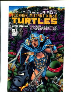 Teenage Mutant Ninja Turtles #8 - CROSSOVER APP OF CEREBUS! (9.0/9.2) 1986