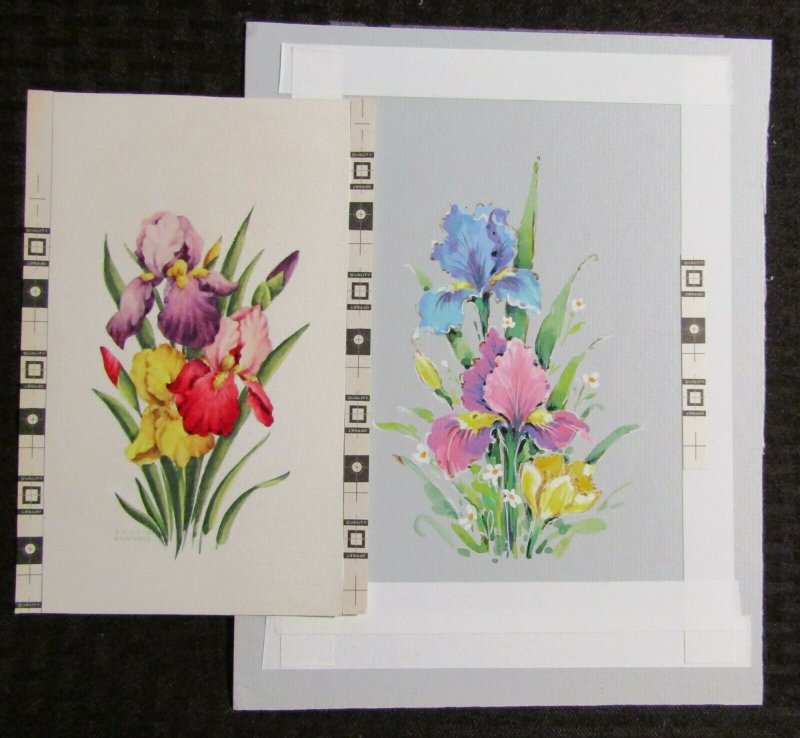 HAPPY EASTER SON Very Colorful Flowers 8x10.5 LOT of 2 Greeting Card Art #E2727