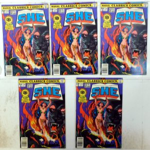Marvel Classics Comics Lot of 5 #24 x5 (1977) Marvel Comics She 1st Print
