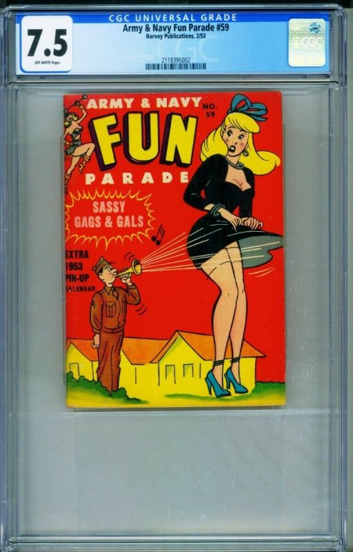 Army & Navy Fun #59 2/1953 CGC 7.5 pin-ups-gags-joke book 2118395002