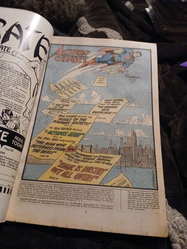 Action Comics #437 100 Page Giant DC Comics 1974 Bronze Age Superman Doll man