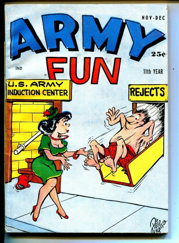 Army Fun 11/1961-Crestwood-military-spicy cartoons-jokes-comics-Wyma-VG/FN