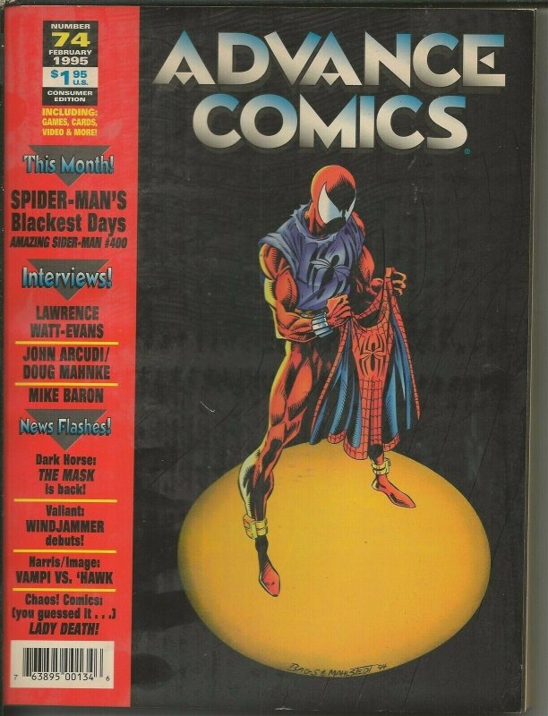 Advance Comics #74 ORIGINAL Vintage 1995 Capital City Spiderman 400 
