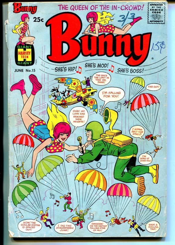 Bunny #15 1970-Harvey-Giant issue-parachute cover-fashions-Afro-Americans-G-