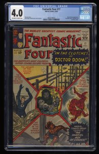 Fantastic Four #17 CGC VG 4.0 Off White to White Doctor Doom Appearance!