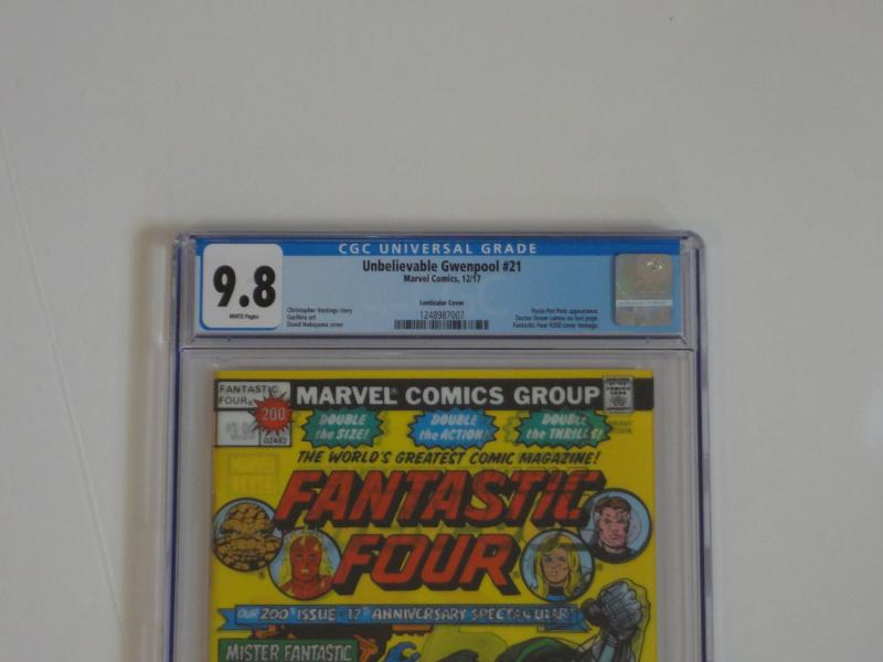 Unbelievable Gwenpool #21 CGC 9.8; Lenticular homage to Fantastic Four #200!!