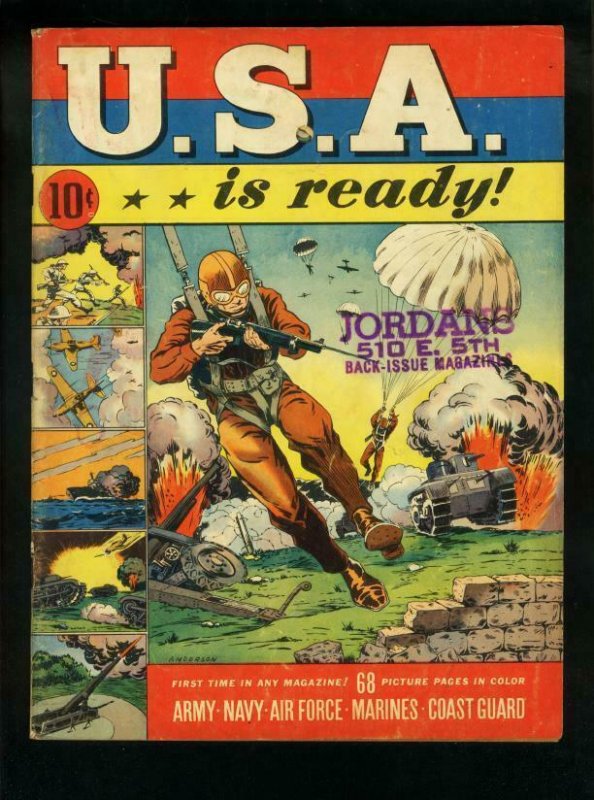 U.S.A. IS READY--1941-DELL COMICS-PARACHUTE-WAR COMICS- VG/FN