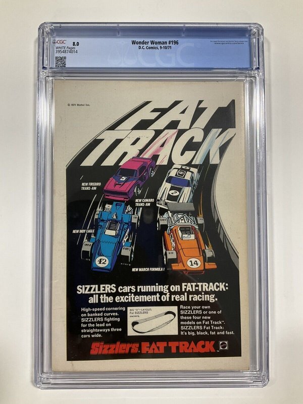 WONDER WOMAN 196 CGC 8.0 WHITE PAGES DC COMICS 1971 