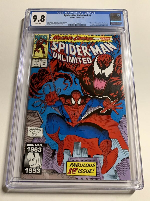 Spider-man Unlimited 1 Cgc 9.8 White Pgs Maximum Carnage Marvel