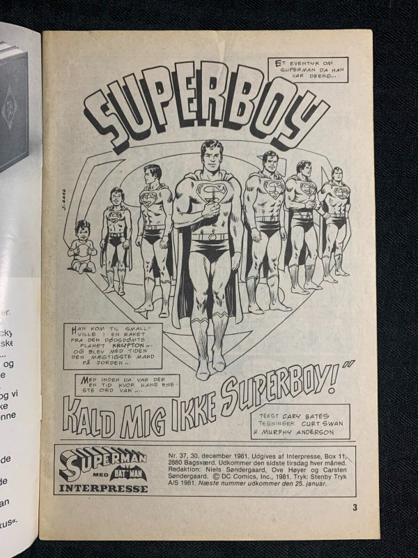 1981 SUPERMAN Kald Mig Ikke Superboy #37 VG/FN 5.0 Curt Swan