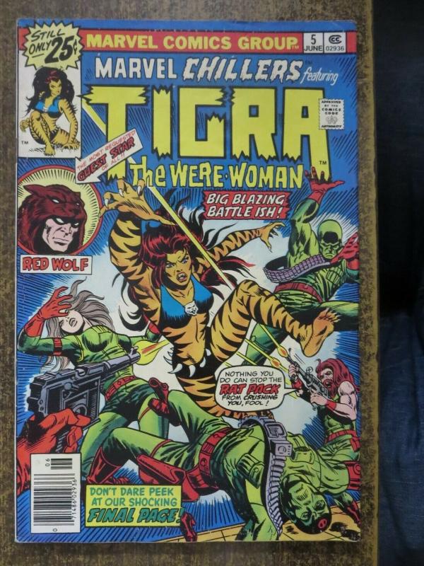 MARVEL CHILLERS 5 VG- Tigra! 6/1976 COMICS BOOK