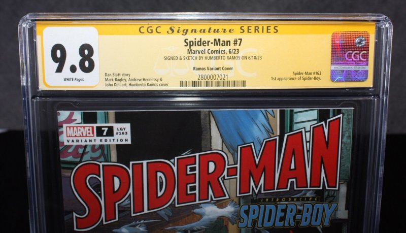 Spider-Man #7 CGC (9.8) Signed & Sketched by Humberto Ramos - 2023