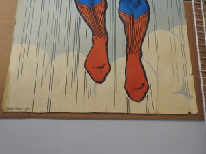 Lifesize Superman Poster (1971) large tears and tape present on poster