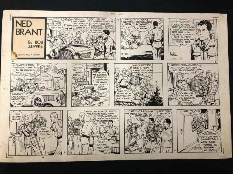 Ned Brant Original Comic Strip Art November 23 1941- B.W. DEPEW