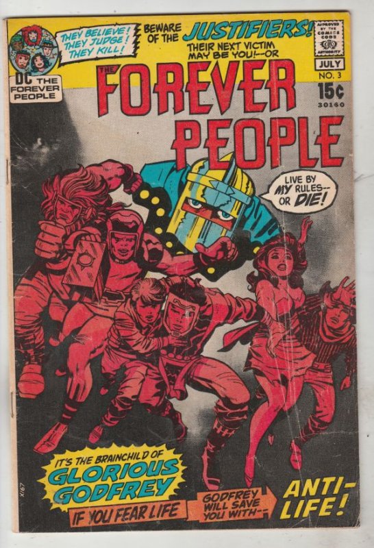 Forever People #3 (Jul-71) VG Affordable-Grade Big Bear, Beautiful Dreamer, S...