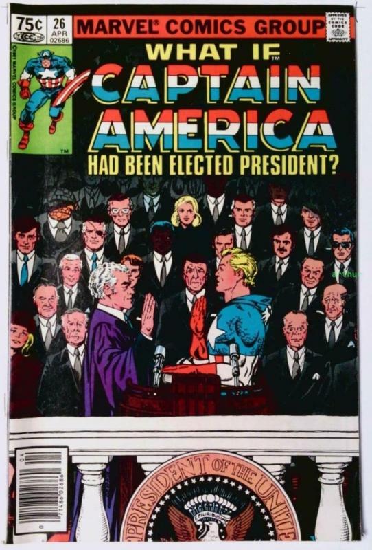 WHAT IF #26, VF/NM, Captain America was elected President, 1977 1981, Marvel