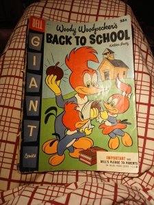 1955 Dell Giant Woody Woodpecker Back To School Comic Golden Age Cartoon Book