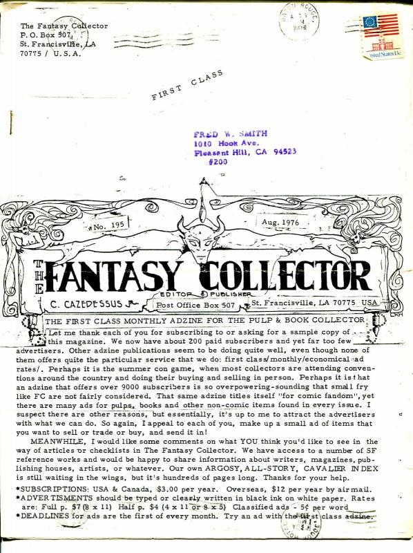 Fantasy Collector #195 1976-Caz-early comic buying/selling resource-newsletter-G