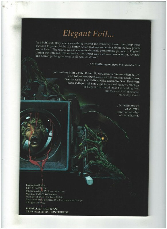 J.N. Williamson's Masques #1 NM- 9.2 Innovation Comics 1992