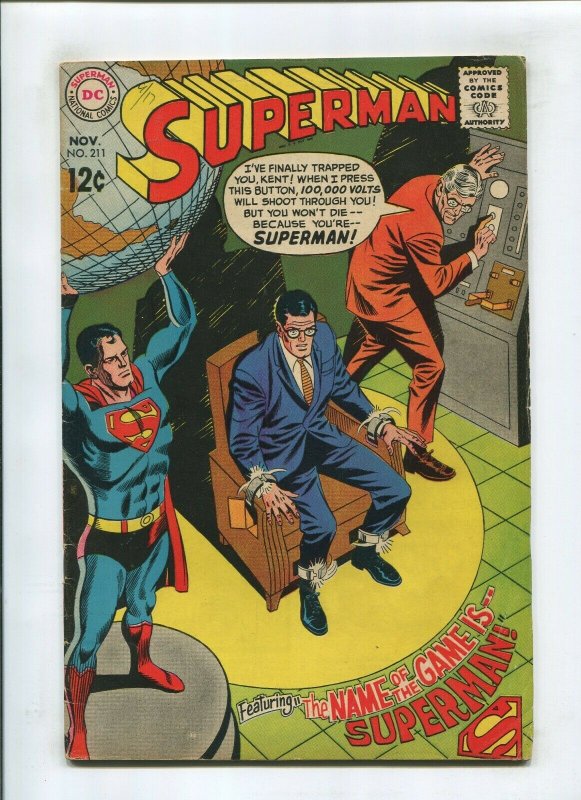 SUPERMAN #211 (6.0) NAME OF THE GAME IS.. 1968