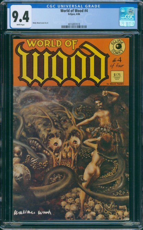 World of Wood #4 CGC 9.4 White Pages Wally Wood Fantasy Horror Eclipse 1986 Rare