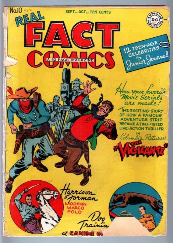 REAL FACT COMICS #10-MOVIE CAMERA COVER-WESTERN-DC-GOLDEN AGE FR/G