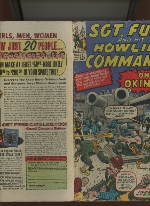 (1964) Sgt. Fury #10: SILVER AGE! KEY! CAPTAIN SAVAGE AS THE SKIPPER! (2.5)