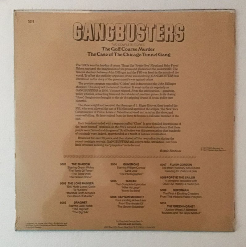 Gangbusters Record, LP, #5018, Unopened