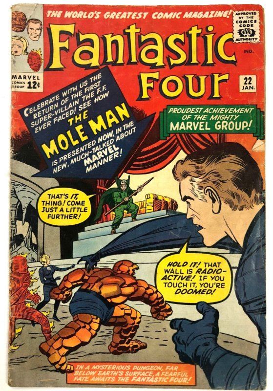 FANTASTIC FOUR 22 (January 1964) Mole Man VG MINUS