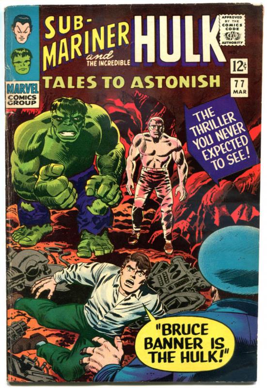TALES TO ASTONISH #77, FN, Hullk, Sub-Mariner, Jack Kirby, Stan Lee,1966