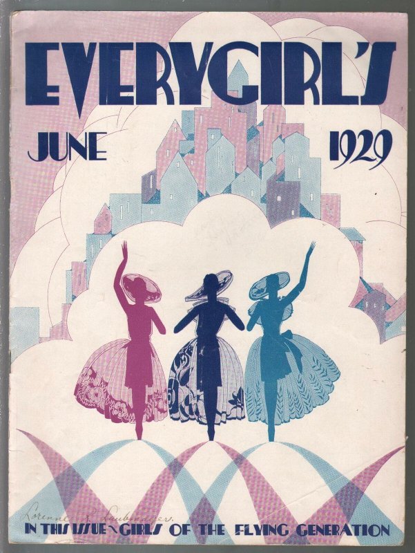 Everygirl's 6/1929-Art Deco cover-Amelia Earhart-Ruth Nichols-VG