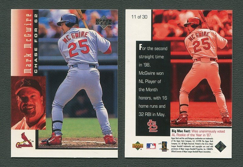 mark mcgwire baseball card 1998