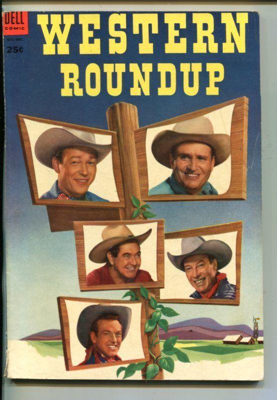 Western Roundup #4-1953 -Dell Giant-Roy Rogers-Gene Autry-Rex Allen-Fy ...