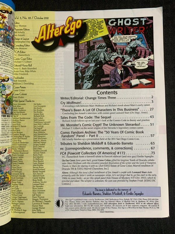 2012 ALTER EGO Magazine #113 FN 6.0 Marc Wolfman / Gene Colan Dracula
