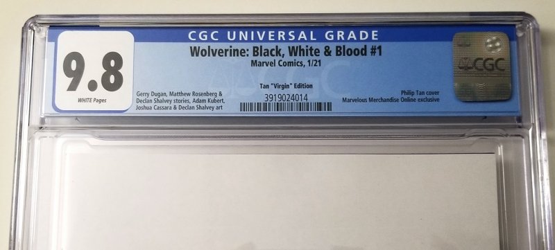 Wolverine: Black, White & Blood #1 CGC 9.8 Tan Virgin Variant FREE SHIPPING