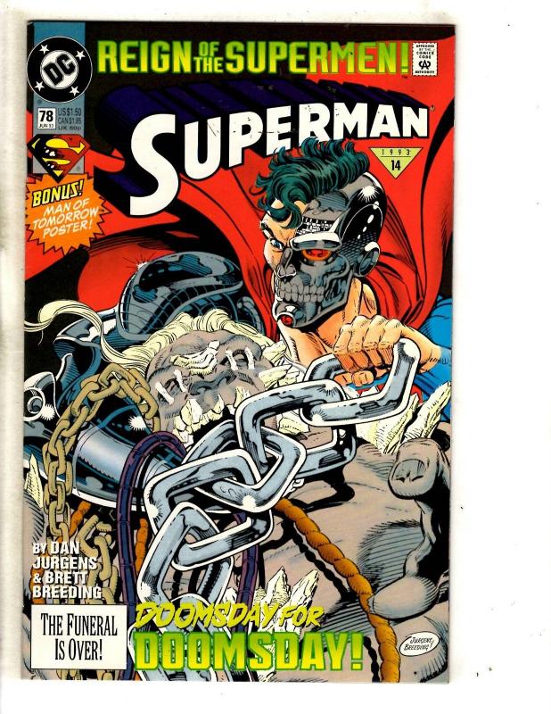 Lot Of 6 Superman DC Comic Books # 53 62 76 78 82 + Man Of Steel # 1 TP6